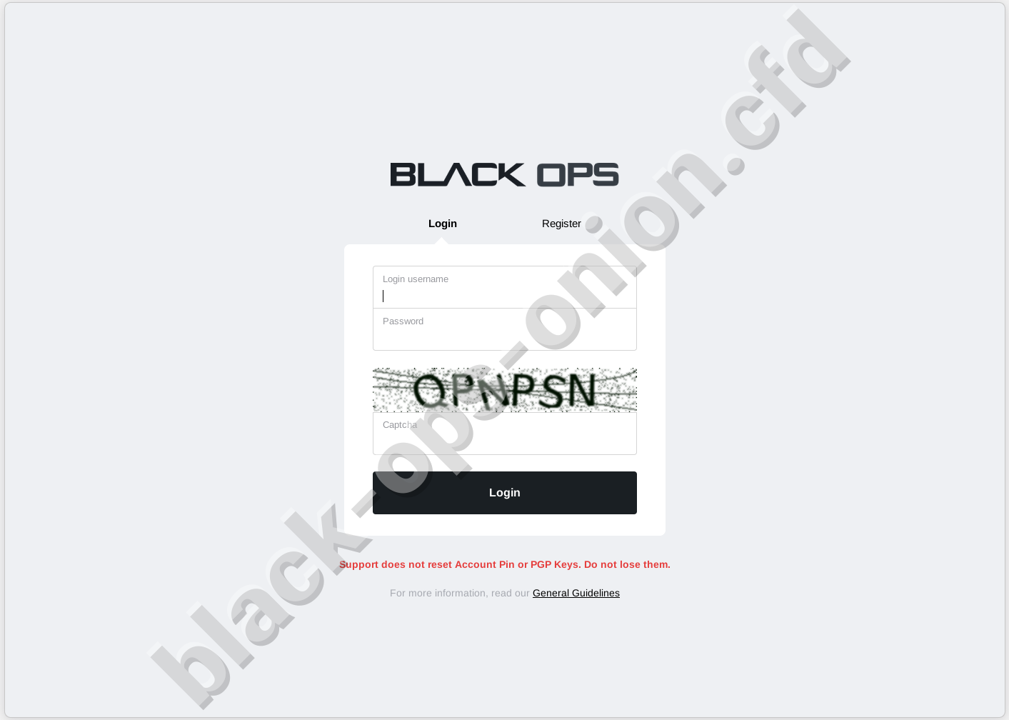 BlackOps Market Login Form