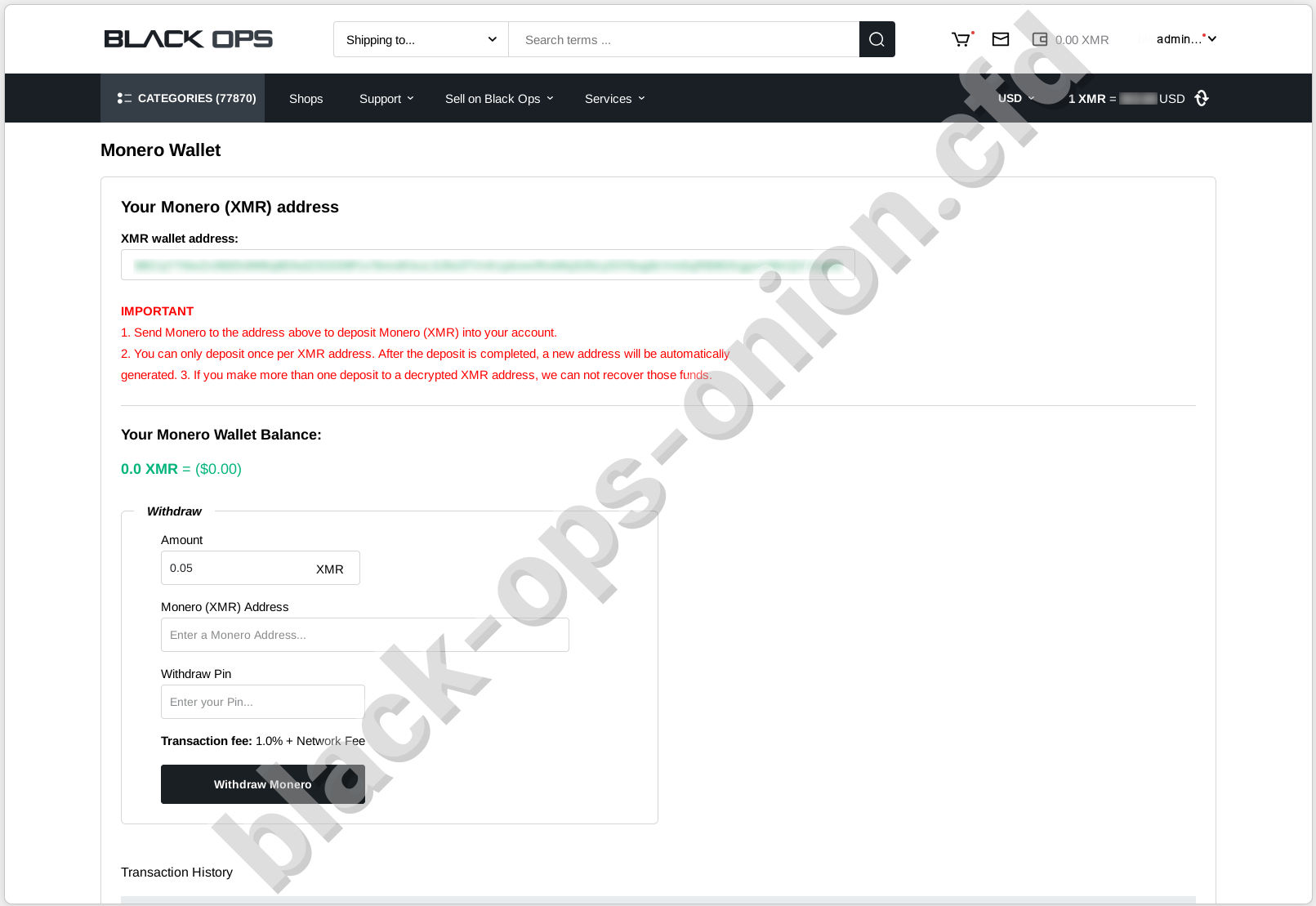 BlackOps Monero Wallet Interface